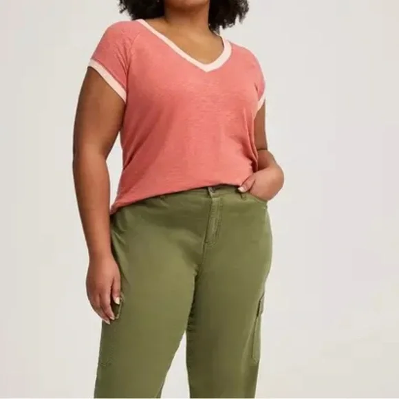 TORRID Ringer V-Neck Tee Classic Fit Plus Size 3X - Picture 3 of 10